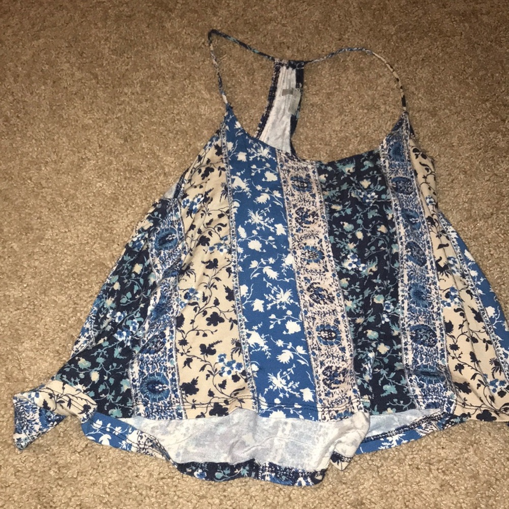 Blue/Cream Pattern Tank Top